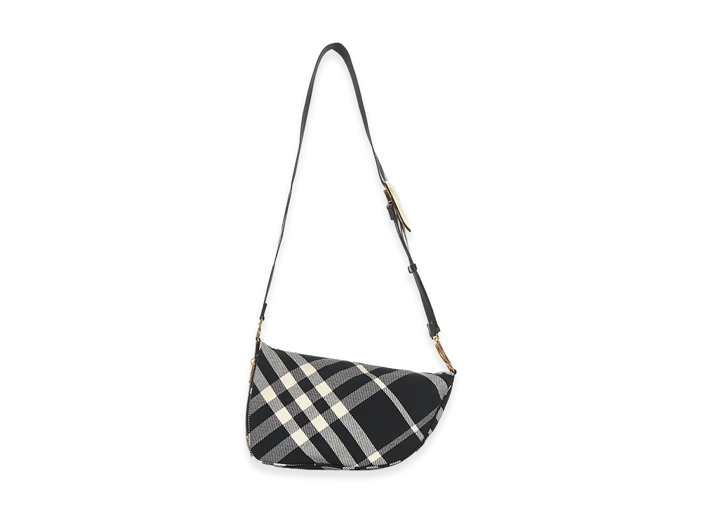 Burberry Women's Embroidered Fabric Medium Shield Crossbody Bag "Black"