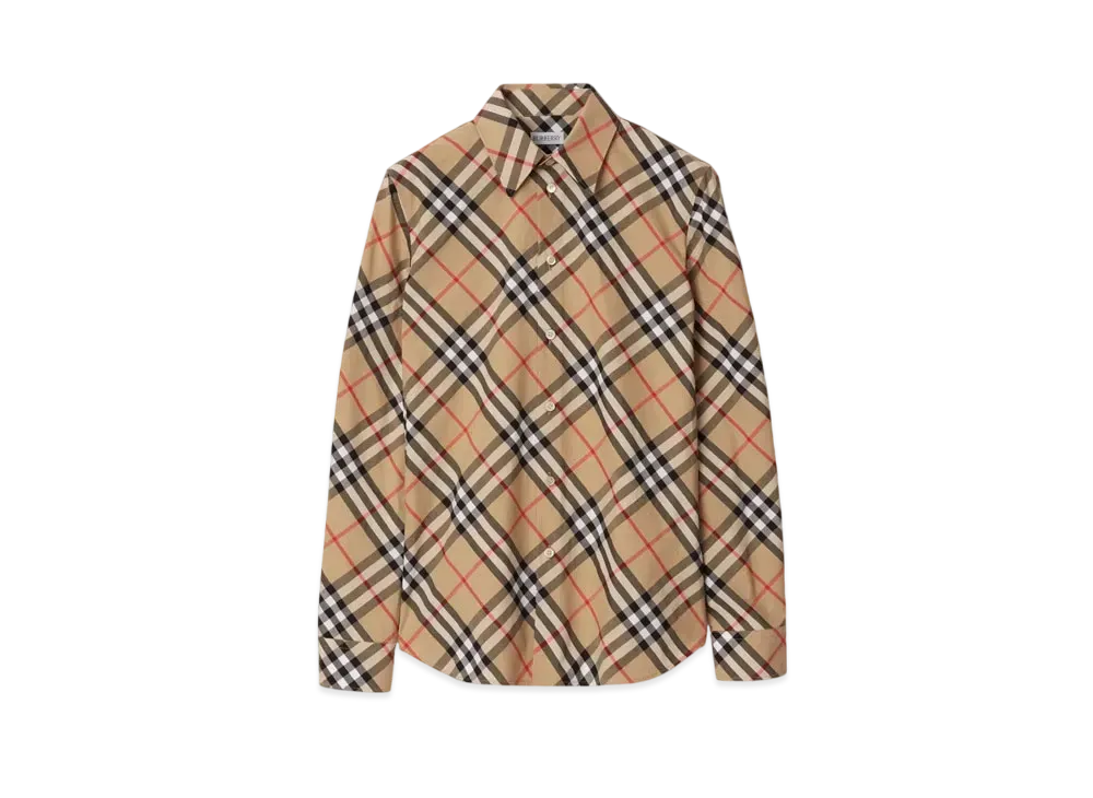 Burberry Slim Fit Check Cotton Shirt "Sand"