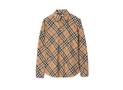 Burberry Slim Fit Check Cotton Shirt "Sand"