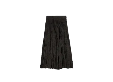 BALENCIAGA Women's Creased Pleated Skirt "Dark Green"