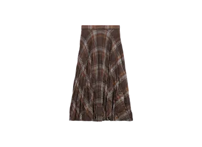 BALENCIAGA Women's Creased Pleated Skirt "Brown"