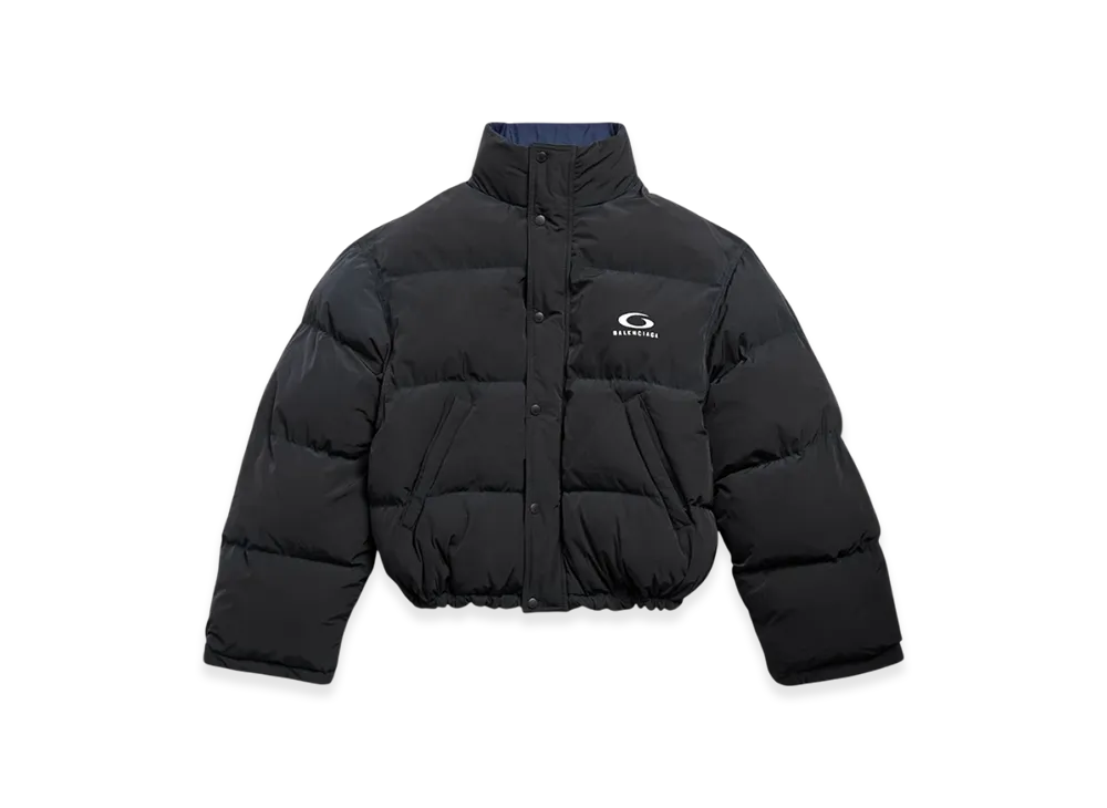 BALENCIAGA Women's Loop Sports Icon Reversible Puffer "Black Blue"