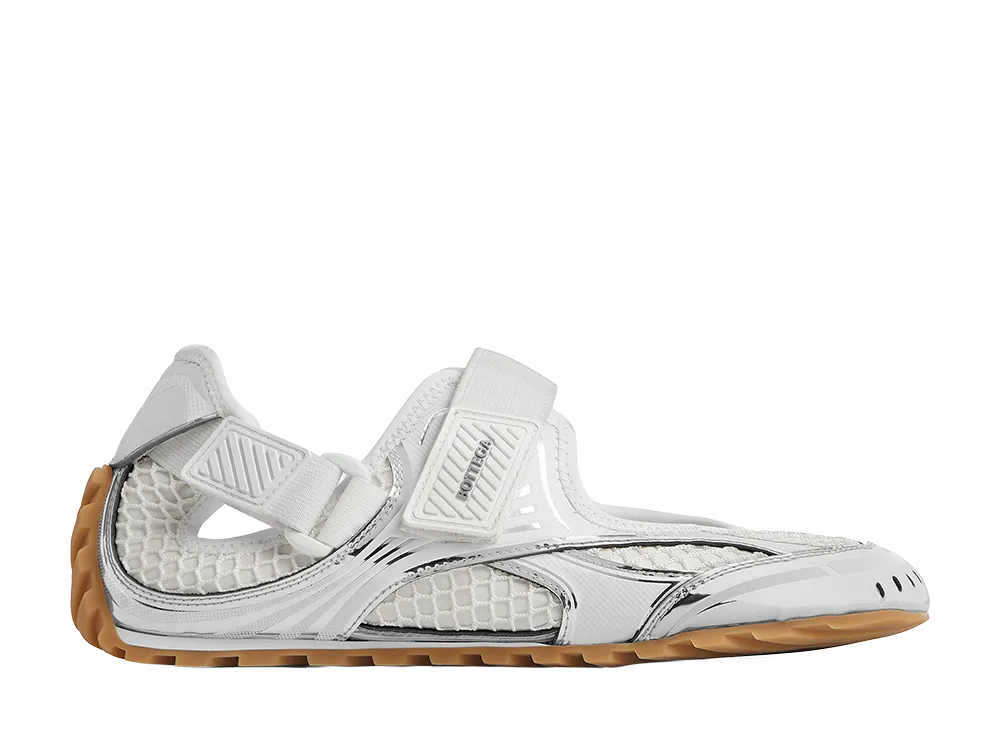 Bottega Veneta Women's Orbit Flash Mary Jane Sneakers "Silver/White/Optic White"
