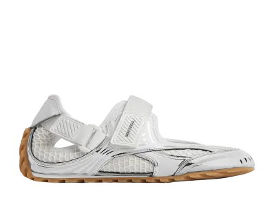 Bottega Veneta Women's Orbit Flash Mary Jane Sneakers "Silver/White/Optic White"
