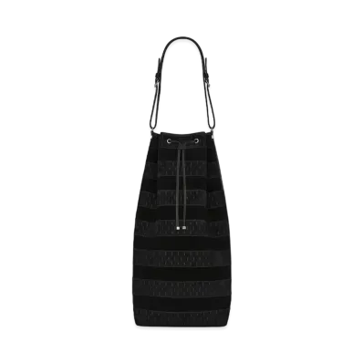 SAINT LAURENT Le Monogramme Long Bucket Bag In Suede And Vegetable-Tanned Leather "Black"