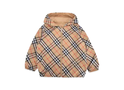 Burberry Kids KB6 Rufus Chk RVS Hooded Jacket "Beige"