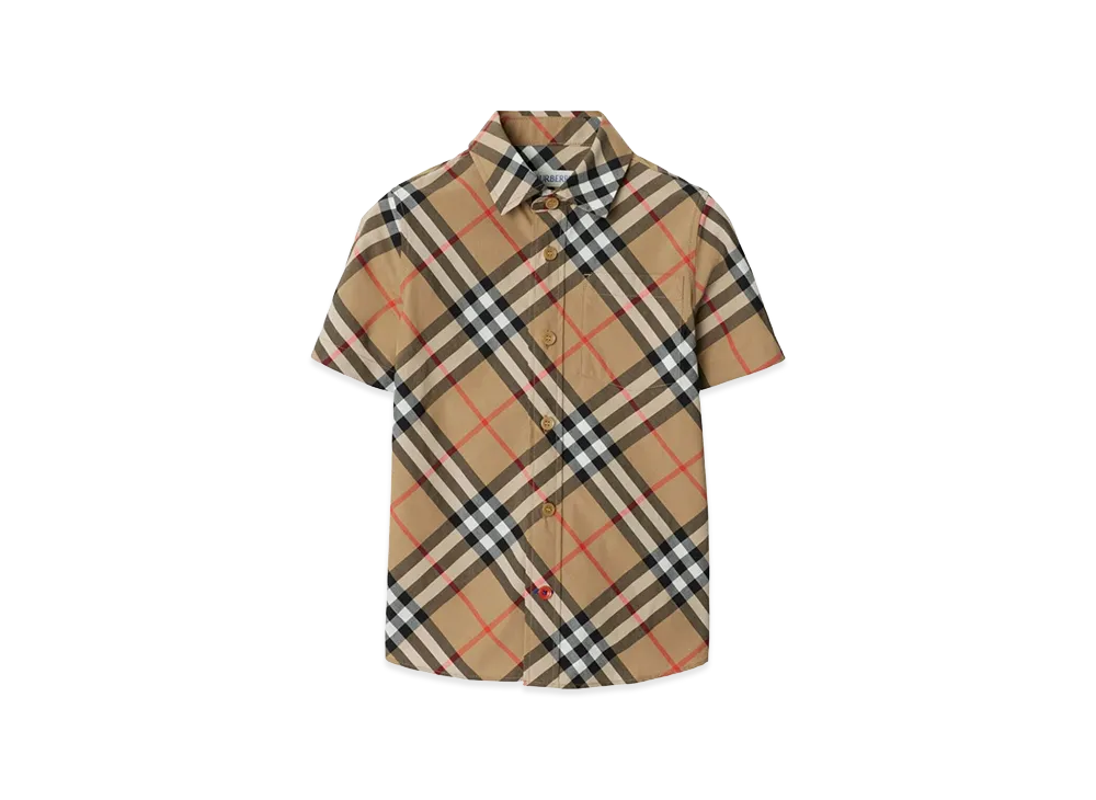 Burberry Kids Owen Short Sleeve Shirt "Beige"