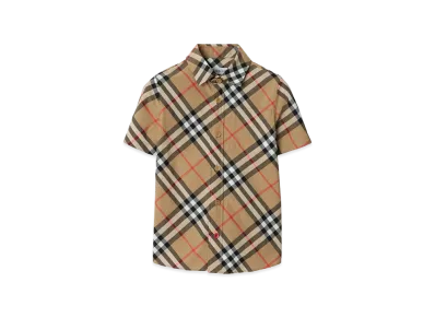Burberry Kids Owen Short Sleeve Shirt "Beige"
