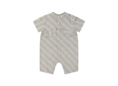 Burberry Kids Check Cotton Playsuit "Beige"