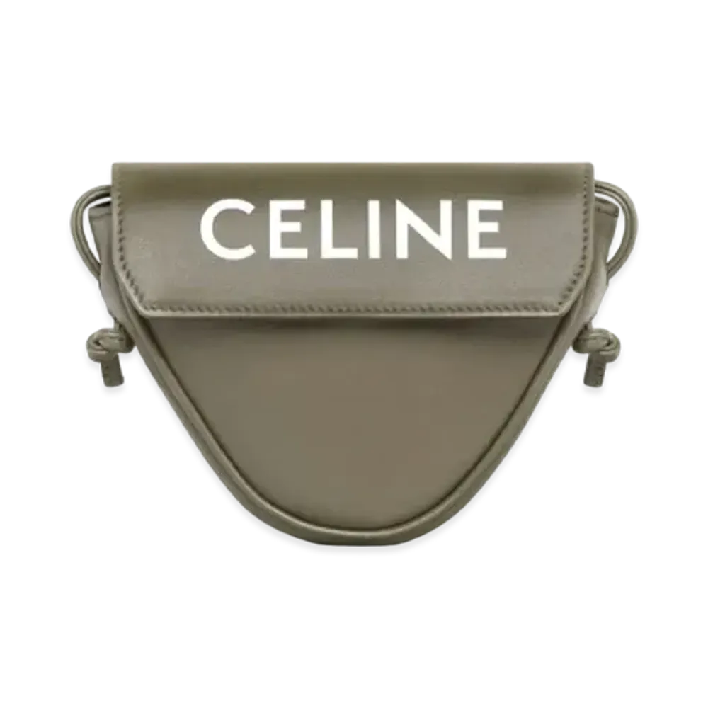 CELINE Mini Triangle In Smooth Calfskin With Celine Print "Dark Olive"