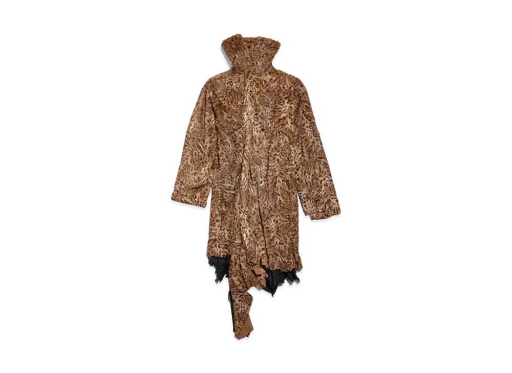 BALENCIAGA Synthetic Furry Midi Coat Dark "Beige"