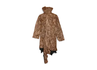 BALENCIAGA Synthetic Furry Midi Coat Dark "Beige"