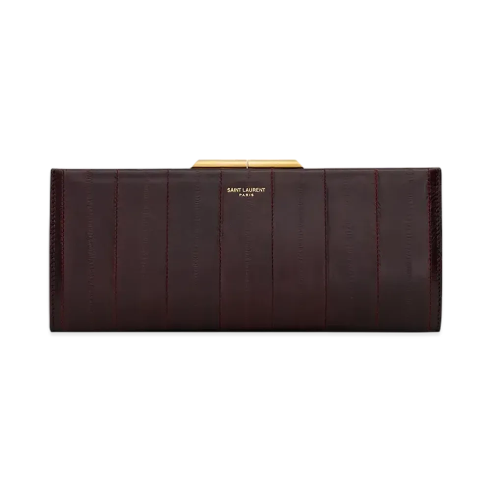 Saint Laurent Midnight Small Clutch In Eel Skin "Purple Fig"