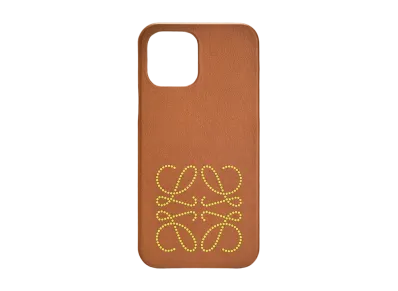 LOEWE Brand Phone Cover In Calfskin For Iphone 12 Pro Max "Tan"