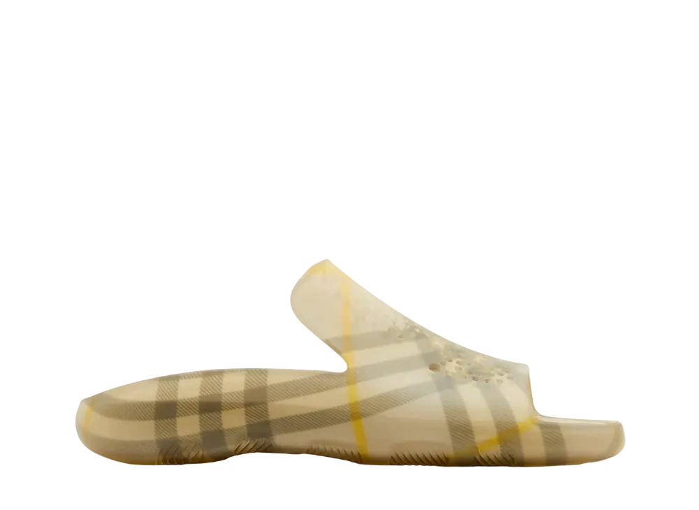 Burberry Women's Check Rubber Stingray Slides "Wheat"