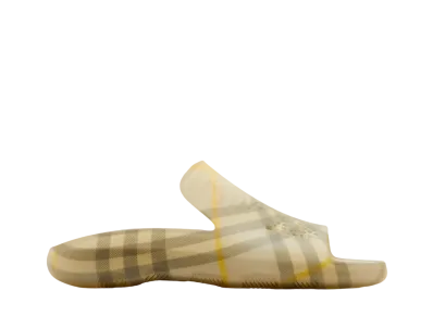 Burberry Women's Check Rubber Stingray Slides "Wheat"