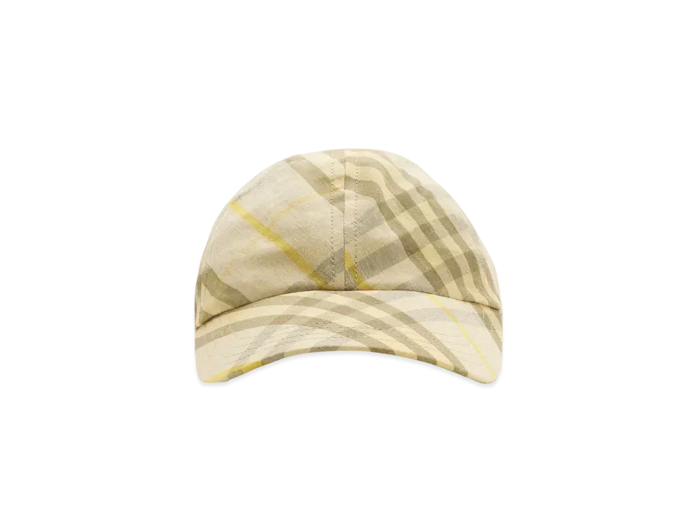 Burberry Check Linen Baseball Cap "Wheat"