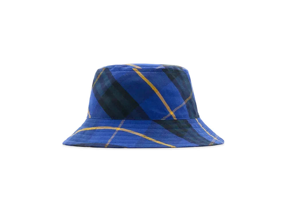 Burberry Check Linen Bucket Hat "Bright Navy"