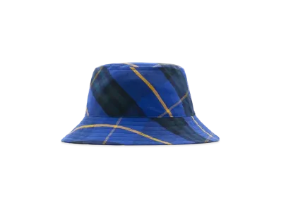 Burberry Check Linen Bucket Hat "Bright Navy"