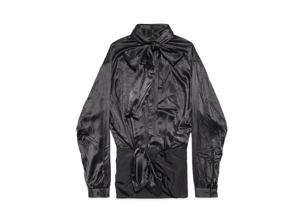 BALENCIAGA Women's Knotted Lavaliere Blouse "Black"