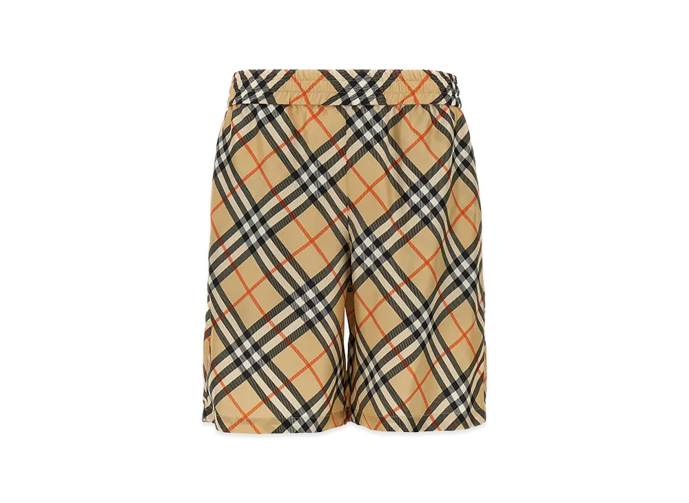 Burberry Check Silk Bermuda Shorts "Beige"