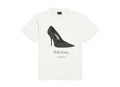 BALENCIAGA Women's Knife Pump T-Shirt Small Fit "Dirty Effect White"
