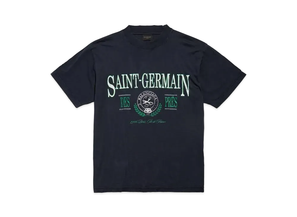 BALENCIAGA Saint Germain T-Shirt Small Fit in Thin Jersey "Dark Blue"