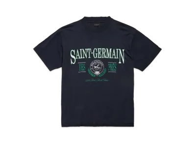 BALENCIAGA Saint Germain T-Shirt Small Fit in Thin Jersey "Dark Blue"