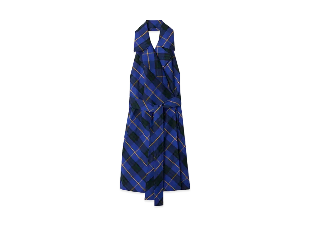 Burberry Women's Check Linen Dress "Bright Navy"