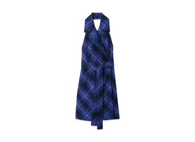 Burberry Women's Check Linen Dress "Bright Navy"