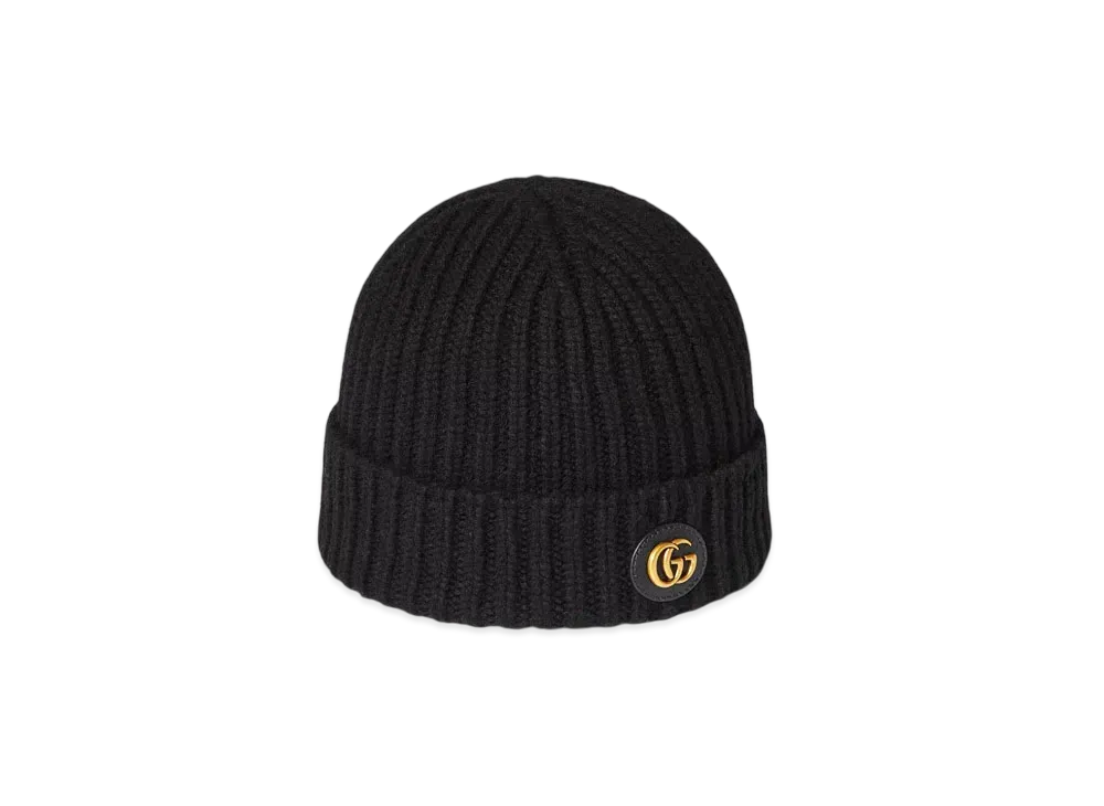 GUCCI Rib Knit Wool Lame Hat "Black"