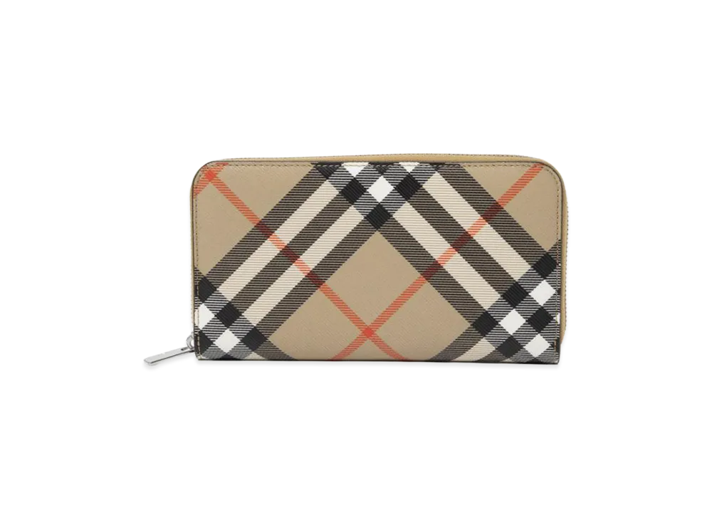 Burberry Large Check Zip Wallet "Sand"