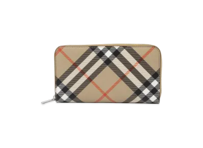 Burberry Large Check Zip Wallet "Sand"