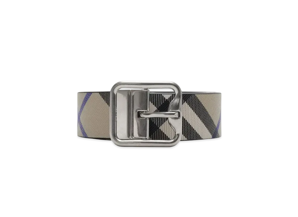 Burberry Reversible Check B Buckle Belt "Lichen/Slate/Silver"