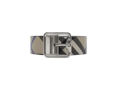 Burberry Reversible Check B Buckle Belt "Lichen/Slate/Silver"