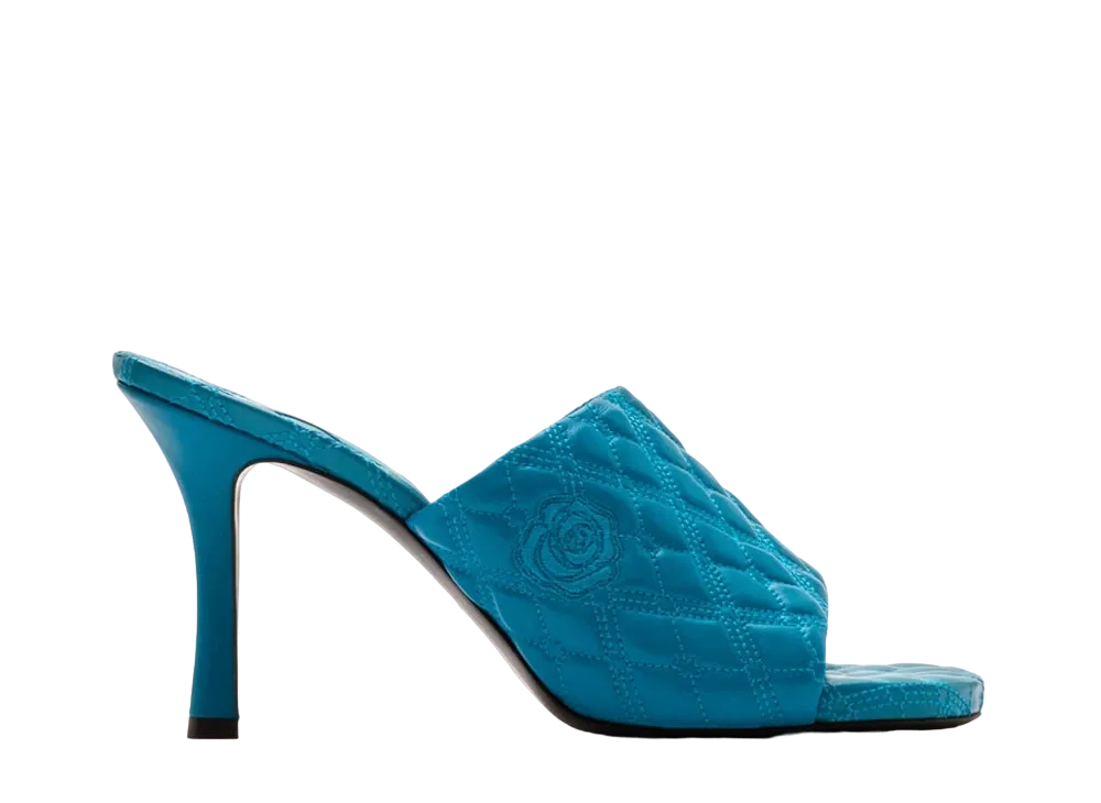 Burberry Women's Leather Quilt Mules "Kingfisher"