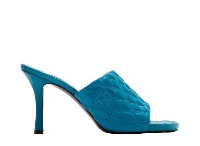 Burberry Women's Leather Quilt Mules "Kingfisher"