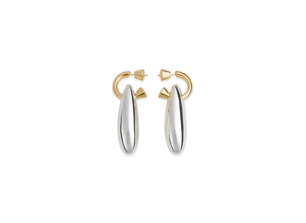 Bottega Veneta Ellipse Large Earrings "Silver/Yellow Gold"