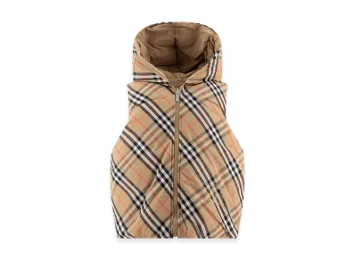 Burberry Kids Reversible Sleeveless Down Jacket In Nylon Check "Beige"