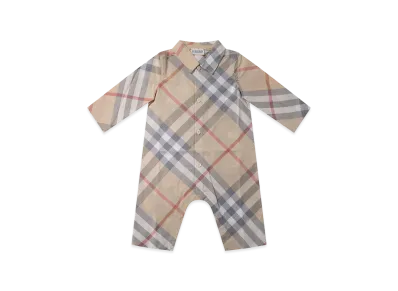 Burberry Kids Check Cotton Playsuit "Beige"