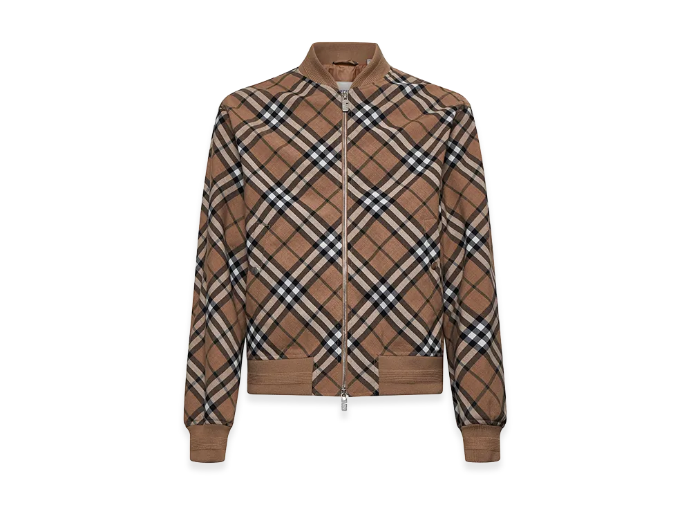 Burberry Embroidered Polyester Blend Bomber Jacket "Checked"
