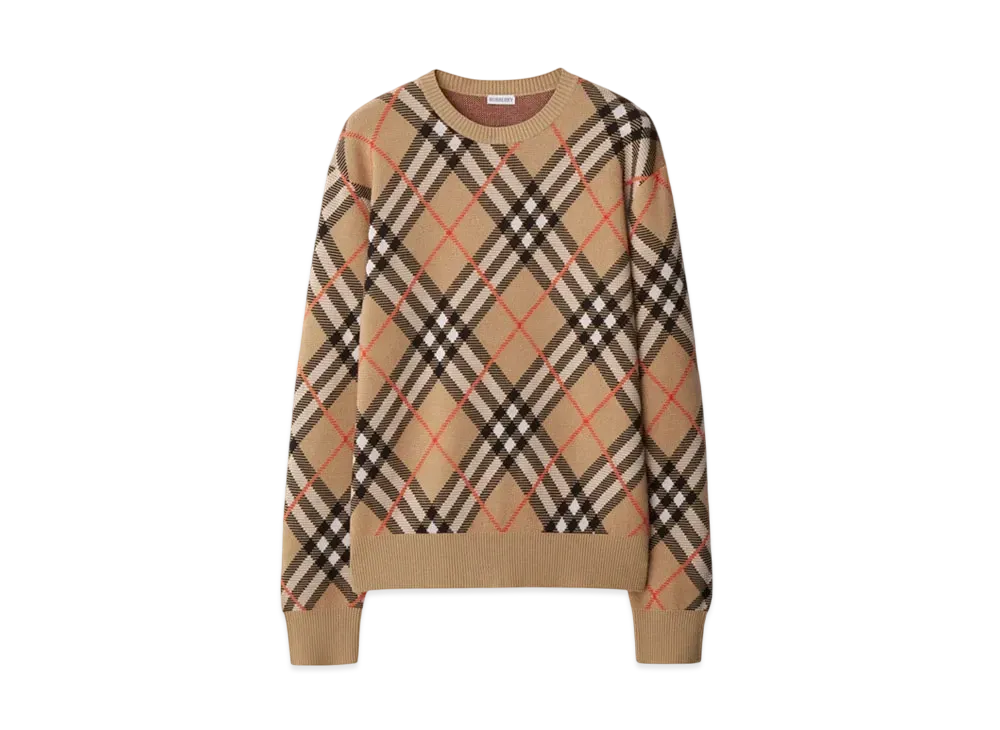Burberry Check Wool Mohair Blend Sweater "Sand"