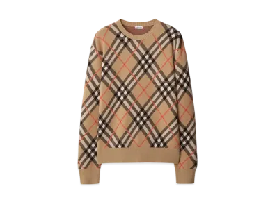 Burberry Check Wool Mohair Blend Sweater "Sand"
