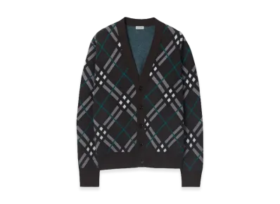 Burberry Check Wool Mohair Blend Cardigan "Blue Check"