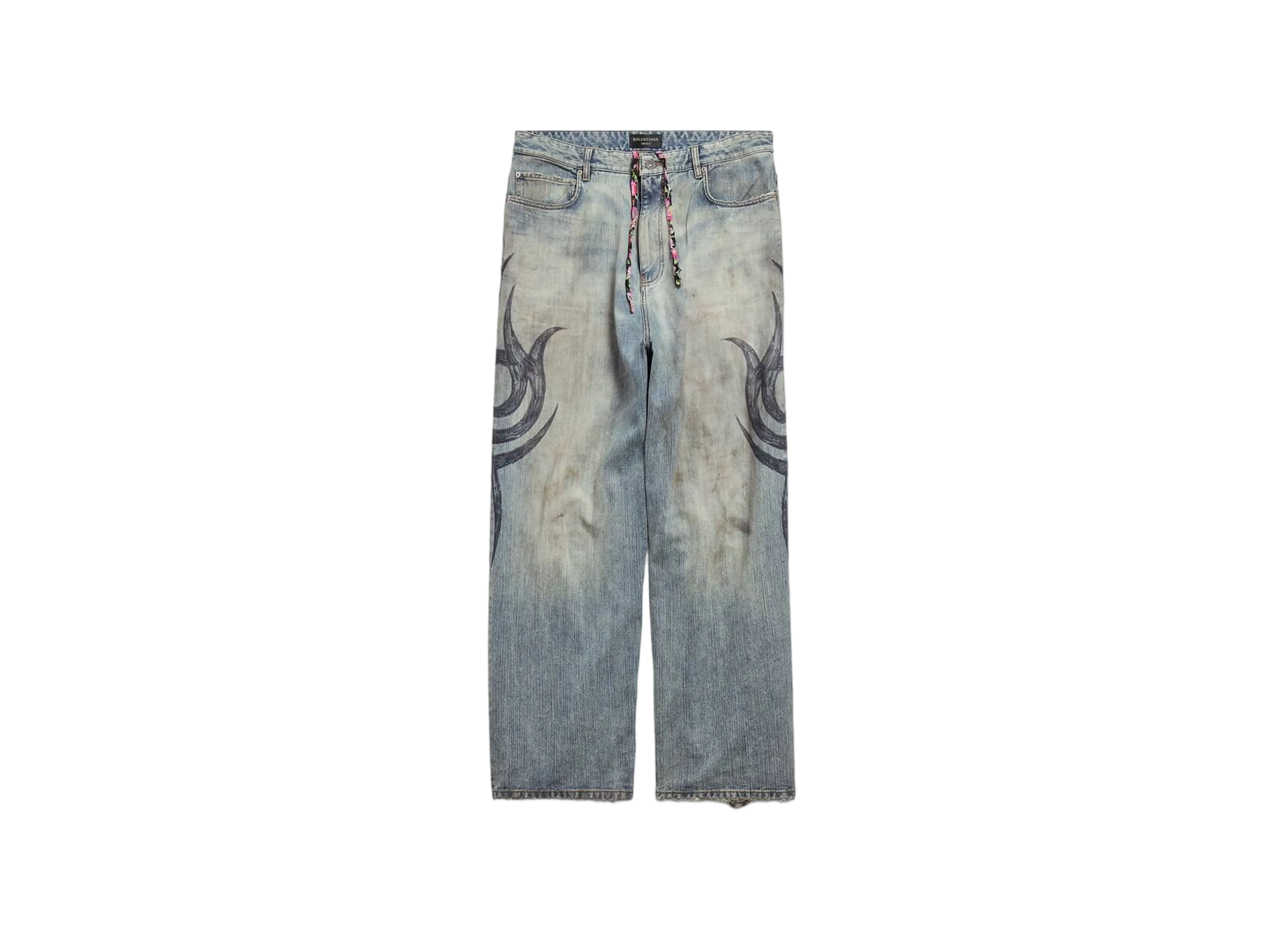 BALENCIAGA Men's Y2K Stretched Knee Baggy Pants "Light Blue"
