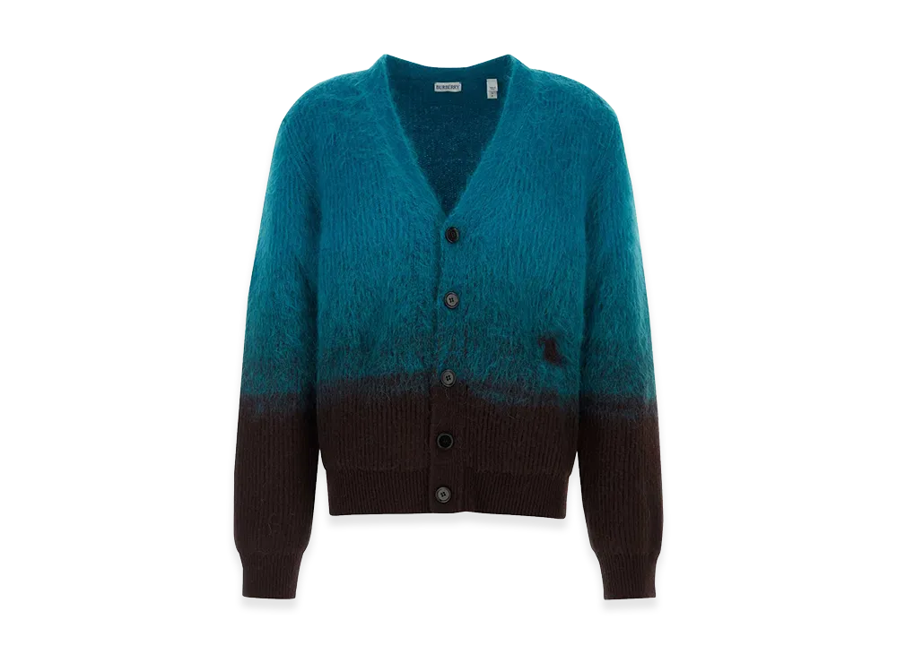Burberry Two-Tone Wool Blend Cardigan "Blue"