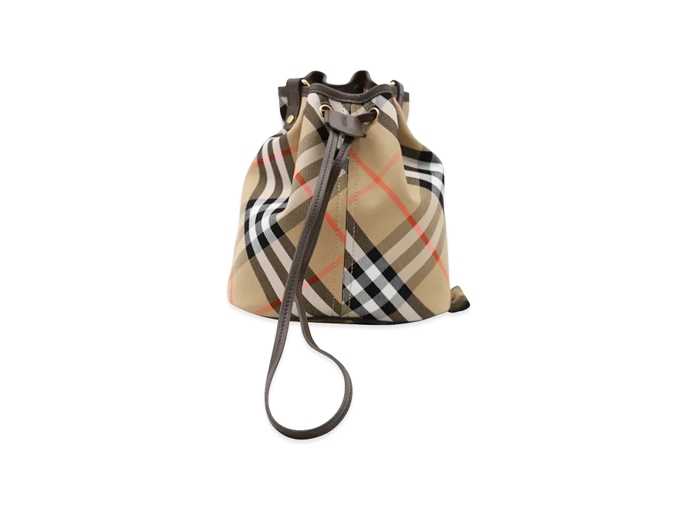 Burberry Women's Embroidered Canvas Bucket Bag "Checked"