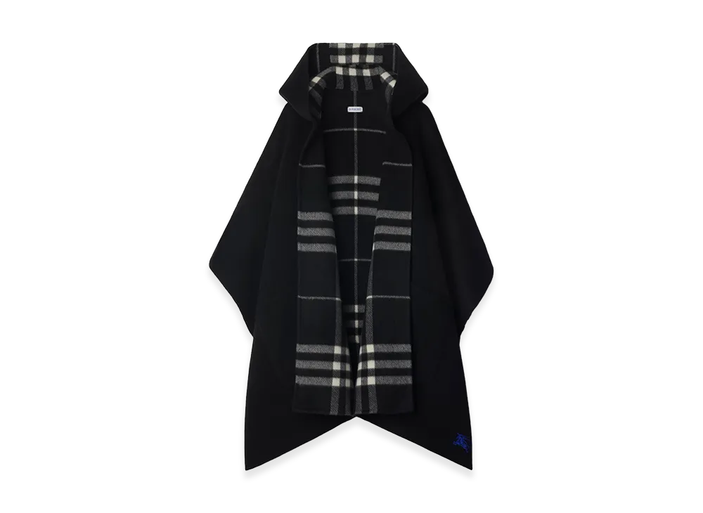 Burberry Women's Reversible Check Cashmere Cape "Black/Calico"