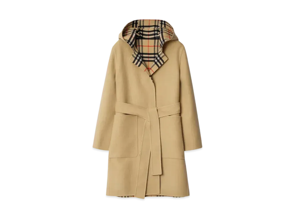 Burberry Mid-length Reversible Wool Hampshire Car Coat "Flax"