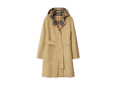 Burberry Mid-length Reversible Wool Hampshire Car Coat "Flax"